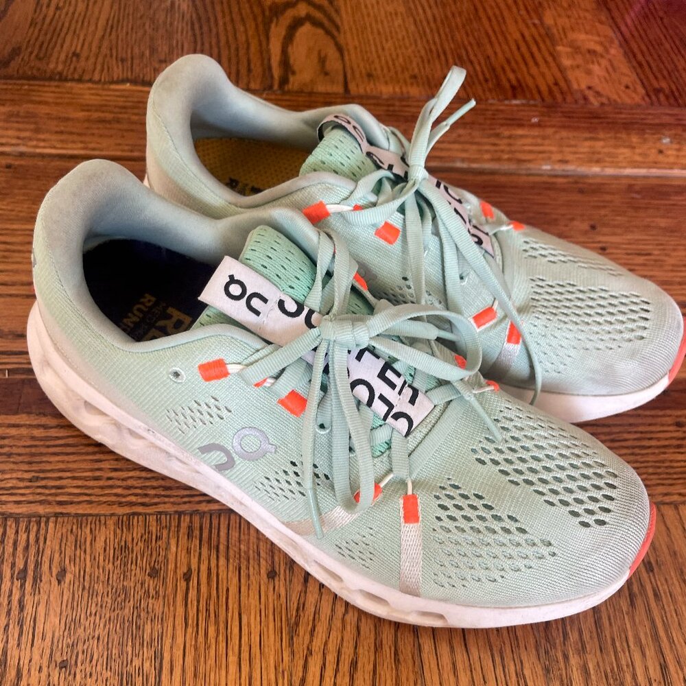 Ice blue Oncloud running shoes